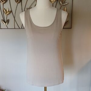Eileen Fisher 100% Stretch Silk Beige Tank Top - Medium
